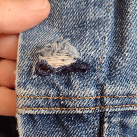 Vintage Plain Rockets Kemmerer Distressed Denim Jacket Blue Size Medium? - Picture 6 of 8